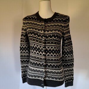 TALBOTS NORDIC FAIR ISLE BEADED CARDIGAN COZY RUSTIC SIZE PETITE